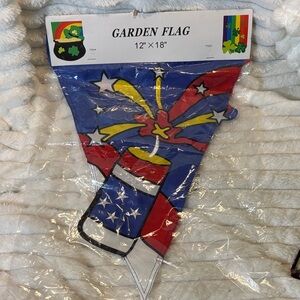 Patriotic Garden Flag with Fireworks Design